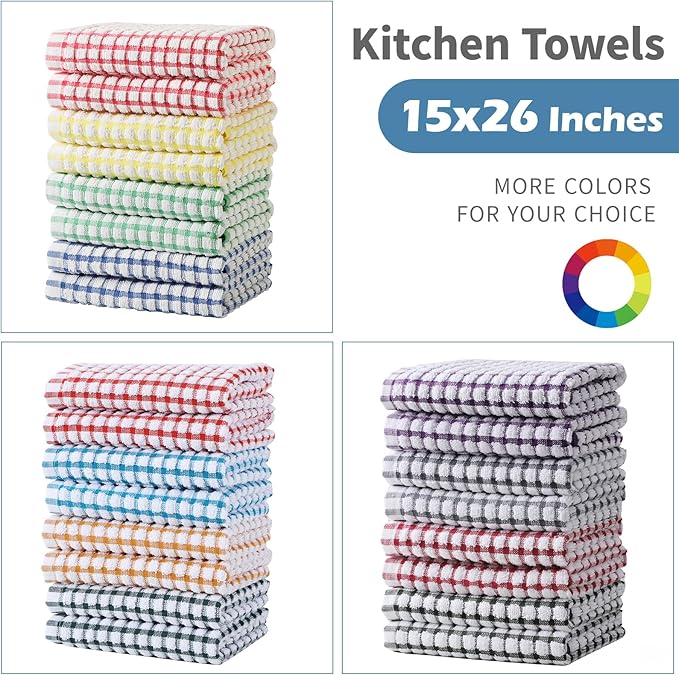Oeleky Dish Towels for Kitchen, Cotton Kitchen Towels for Drying Dishes Pack of 8 (Multi B, 15X26 inches)
