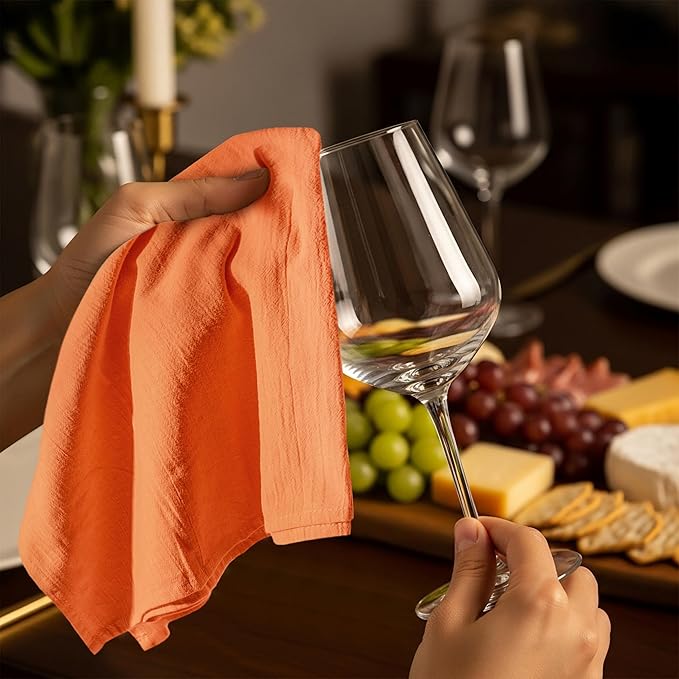 Utopia Kitchen Orange Flour Sack Towels [12 Pack - 28 x 28 Inch] 100% Cotton Tea Towels for Cleaning & Drying - Highly Absorbent Kitchen Dish Cloth