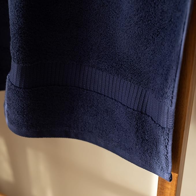 SALBAKOS - Luxury 6 Piece Towel Set, 100% Turkish Cotton, Quick Drying, Highly Absorbent & Comfy, Includes 2 Bath Towels, 2 Hand Towels & 2 Washcloths | (Navy)