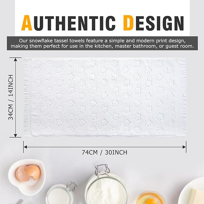 YoulerTex Luxury Decorative Hand Towels Bathroom: 2 Packs 14X30 100% Cotton Turkish Absorbent Soft Face Towel Set for Boho Bathroom Decor Kitchen Hotel Spa Farmhouse Guest Tea Gift (06 Star, 14"x30")