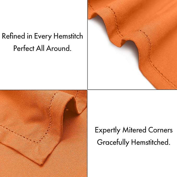 Ruvanti Cloth Napkins Set of 12, 100% Cotton High GSM 18x18 Inches, Hem Stitched Corners, Soft, Washable, Highly Durable & Absorbent, Perfect for Parties, Christmas, Thanksgiving Dinners – Orange Peel