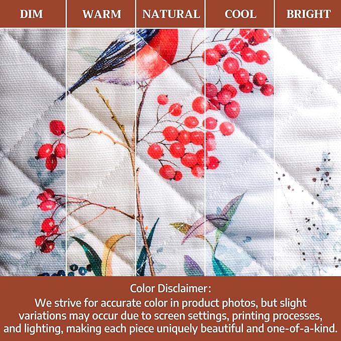Maison d' Hermine Oven Gloves 100% Cotton Oven Mitt 7" x 13" with Loop Heat Resistant BBQ Cooking Gloves for Thanksgiving Christmas Decorations Baking Handling Hot Pans (Pack of 1, Morzine)