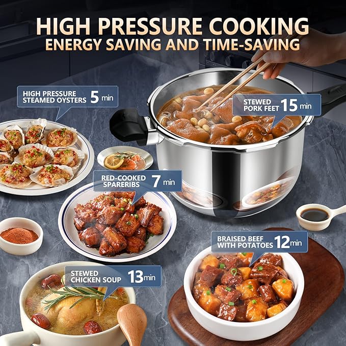 3 Quart Premium Stainless Steel Pressure Cooker | Food-Grade MINI Stainless Steel, Induction Compatible, Safe & Durable Small Pressure Cooker for 2-3 People