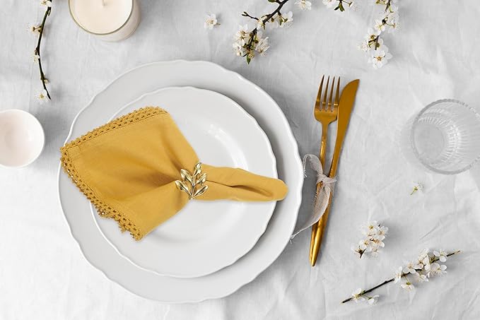 ACCENTHOME Mustard Cloth Napkins Set of 6 18x18 inch Cotton Dinner Napkins - Washable Soft Premium Hotel Quality Reusable Napkins Perfect Table Napkins for Family Dinners, Weddings & Everyday Use