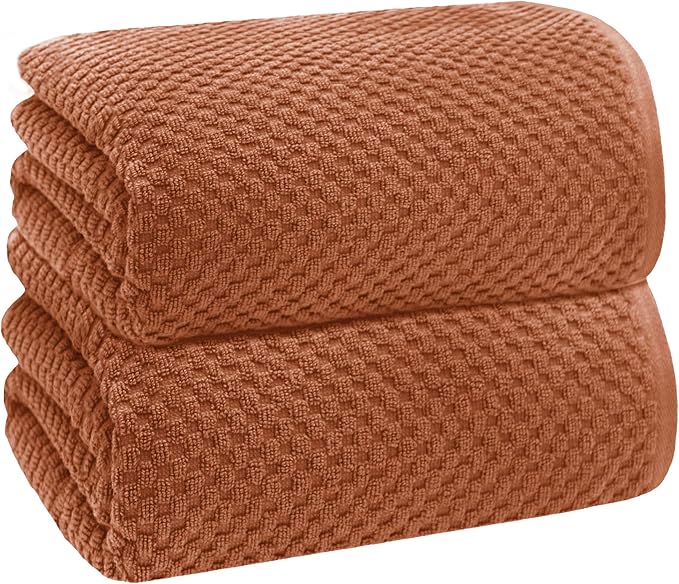 COTTON CRAFT Waffle Bath Sheets - Luxurious 2 Pack Euro Spa Waffle Weave Bath Sheet - Large 100% Ringspun Cotton Bath Towels - Absorbent Quick Dry Bathroom Towel Set - Oversized 35 x 70 inches - Mocha