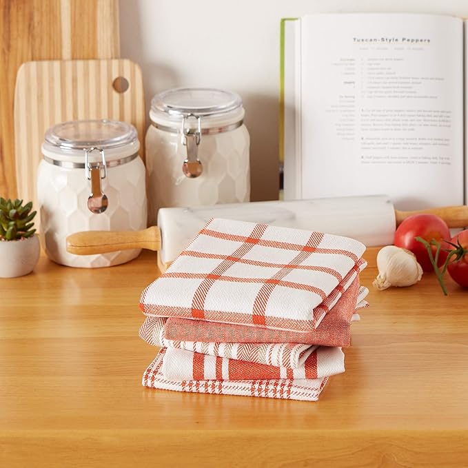DII Assorted Woven, Kitchen Dishtowel Set, 18x28, Spice, 5 Piece