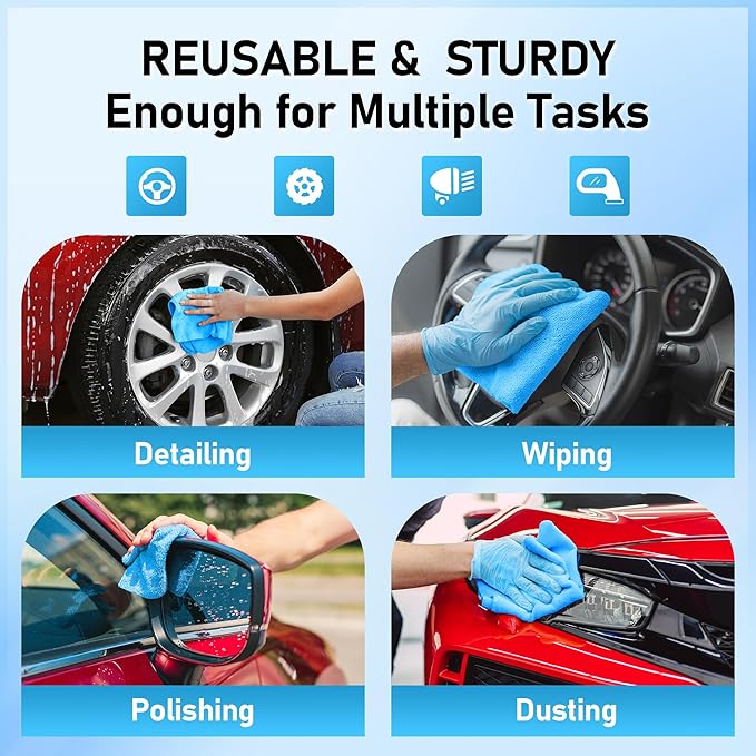 Microfiber Cleaning Cloth Roll, 75 Pack Tear Away Microfiber Towel, Reusable Washable Shop Towels, Lint Free All-Purpose Cleaning Rags Wash Cloths for Home Car Kitchen Automotive 11.5"x11.5"
