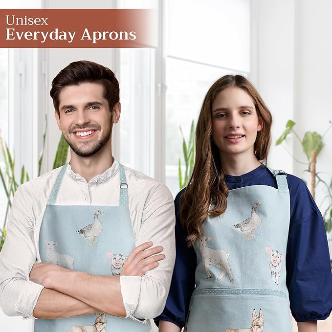 Maison d' Hermine 100% Cotton Apron for women with Pocket Kitchen Chef Apron for Men Cooking Mothers Day Gifts