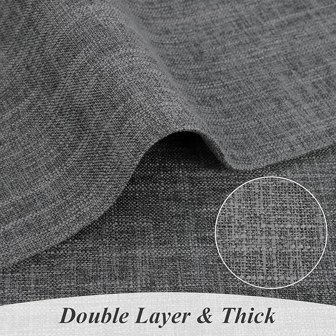 SHACOS Washable Cloth Placemats Set of 6 Fabric Place Mats Double Layered Thick Faux Linen Placemat Non Slip Reversible Table Mats Home Wedding Table Decor, Dark Grey