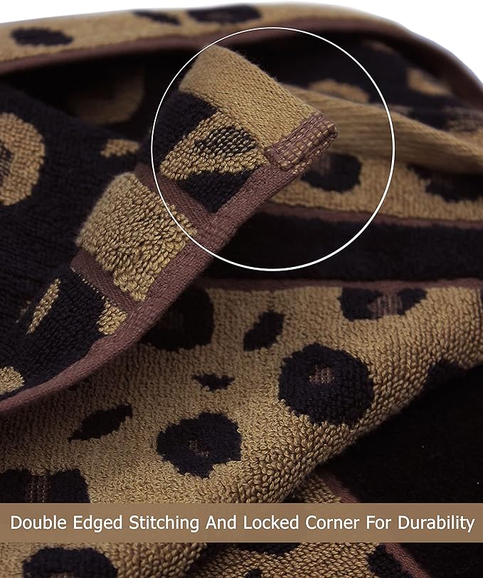COTTON CRAFT Hand Towels - Set of 4 Animal Print Cheetah Leopard Africa Safari Decorative Hand Towel - 100% Cotton Jacquard Luxury Guest Towel - Soft Quick Dry Absorbent Bathroom Face Towel - 16 x 28