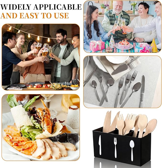 Utensil Caddy Plastic Utensil Organizer Plastic Ware Holder Acrylic Utensil-Holder Kitchen 3 Section Tableware Storage Box Perfect for Office Bedroom Kitchen Bathroom Storage (2.56 x 3.54 x 7.09 in)
