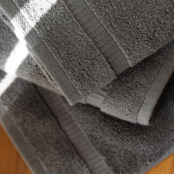 SALBAKOS 12-Piece 100% Turkish Cotton Wash Cloths for Bathroom & Face - Soft 13x13 in Small Towels for Body & Kitchen - Thick, Absorbent Multi-Use Oeko-TEX Certified Washcloths (Gray, 12 Washcloths)