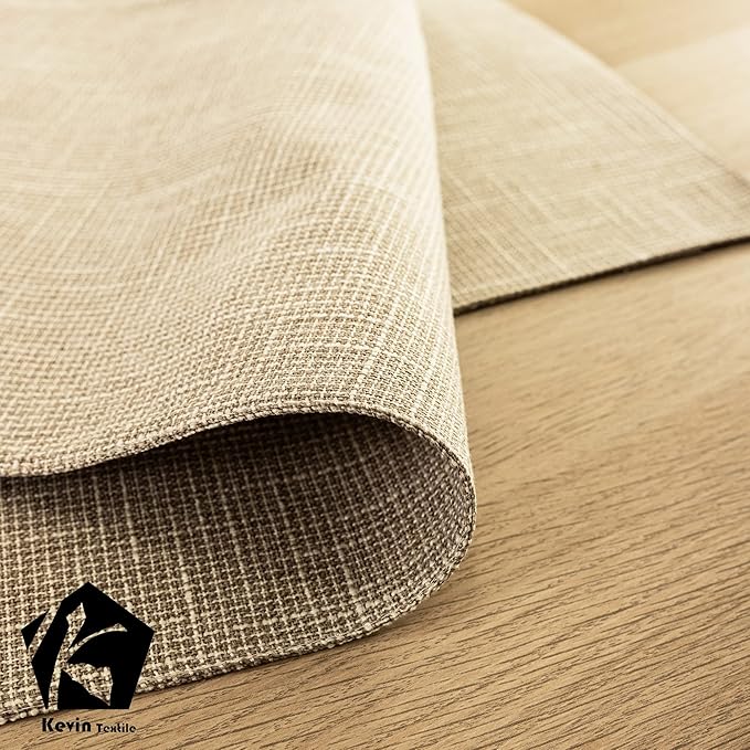 Kevin Textile Table Mats Set of 4 Heat Resistant Washable Placemats for Parties Buffet Dinner, 13 x 19 inches, Light Beige