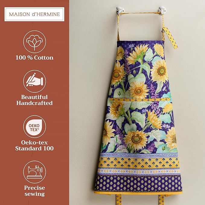 Maison d' Hermine 100% Cotton Apron for women with Pocket Kitchen Chef Apron for Men Cooking Mothers Day Gifts