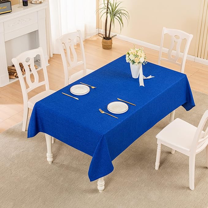 BALCONY & FALCON Rectangle Tablecloth Washable Wrinkle Resistant and Water Proof Table Cloth Decorative Linen Fabric Tablecloths for Dining Parties Kitchen Wedding and Outdoor Use (Royal Blue, 55x70)