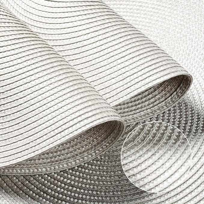 FunWheat Round Braided Placemats Set of 8 Place Mats for Dining Table Woven Washable Non-Slip Table Mats 15 Inch(Cream White,8pcs)