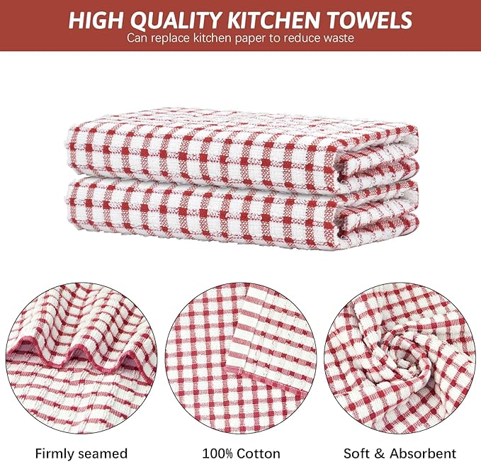 Nialnant 8 Pcs Kitchen Dish Rags,100% Cotton Kitchen Towels Soft Absorbent Quick Drying Dish Cloths for Washing Dishes,Cleaning rags-11 x 11In
