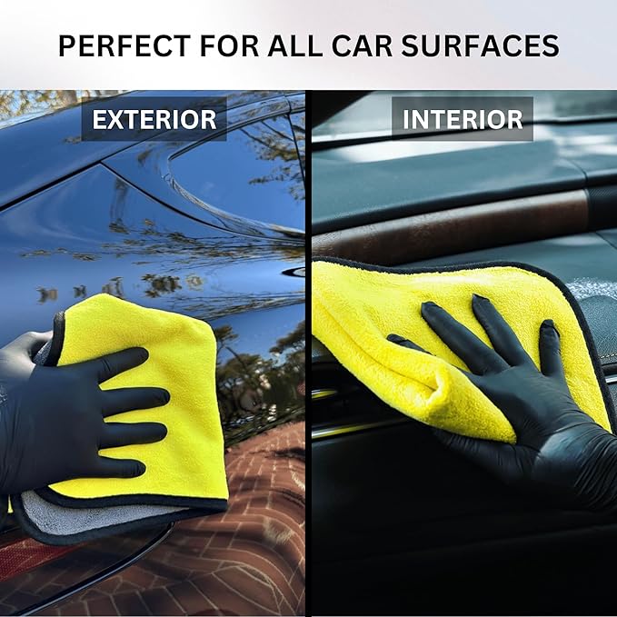 The Pro Stuff® Car Detailing Microfiber Towels - 600 GSM Thick Plush Auto Towels | Super Soft Dual-Sided for Cleaning, Washing, Buffing | Tagless, Scratch-Free, Lint Free Cloth (16"x16") (Pack of 12)