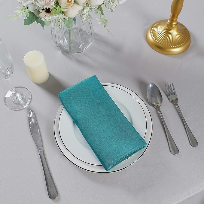 Cloth Napkins 20x20 inch Washable Polyester Dinner Napkins Soft Table Napkins for Wedding Party Dining Banquet(Teal,50PCS)