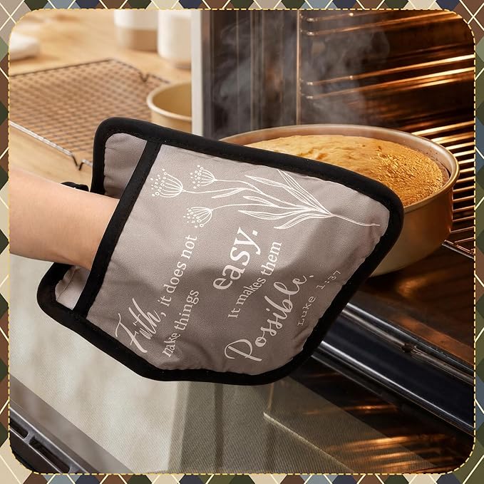 LemonRoad 12 Pcs Mother's Day Church Gifts Bulk Religious Christian Pot Holders with Pocket Mom Gifts Botanical Gloves Pads Bible Verse Scripture Oven Mitts for Women Kitchen Baking Supplies