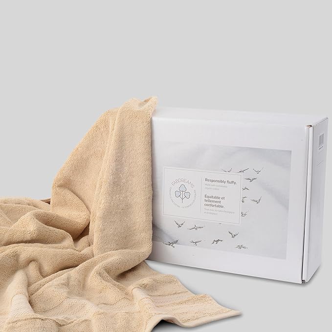 Fabdreams 100% Organic Cotton Bath Sheet Set of 2 700 GSM Oversized Towels Ultra Soft Plush Absorbent Durable Skin-Friendly Spa Hotel Premium Comfort Large 36 x 70 in Dune Tan