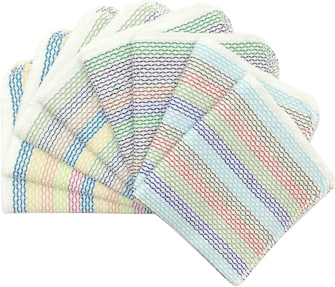 Mia'sDream Cleaning Rags Tidy Cotton Dish Cloths Dish Rags Cleaning Cloth, Absorbent Odor Free Dishcloths Kitchen Dish Towels, 13inch x 13inch 8 Pack Multi Colors