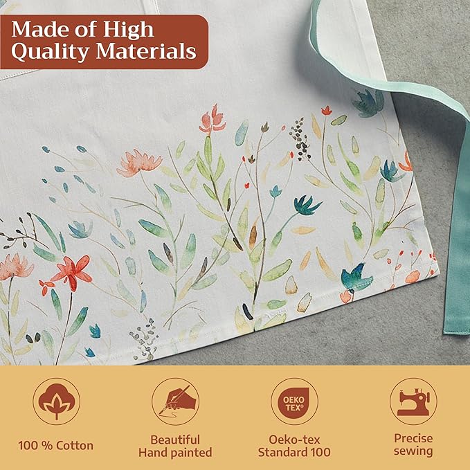 Maison d' Hermine 100% Cotton Apron for women with Pocket Kitchen Chef Apron for Men Cooking Mothers Day Gifts