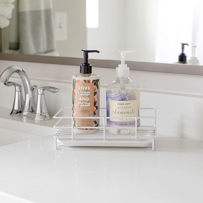 Kitchen Sink Sponge Soap Holder For Countertop Large White Kitchen Soap Tray Sink Organizer