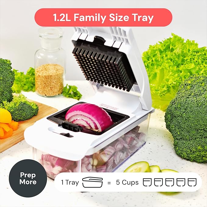 Fullstar The Original Pro Chopper - Vegetable Chopper and Dicer, Food Chopper with Container, Fruit Cutter, Kitchen Gadgets & Gifts, Home Essentials (2 in 1, White)