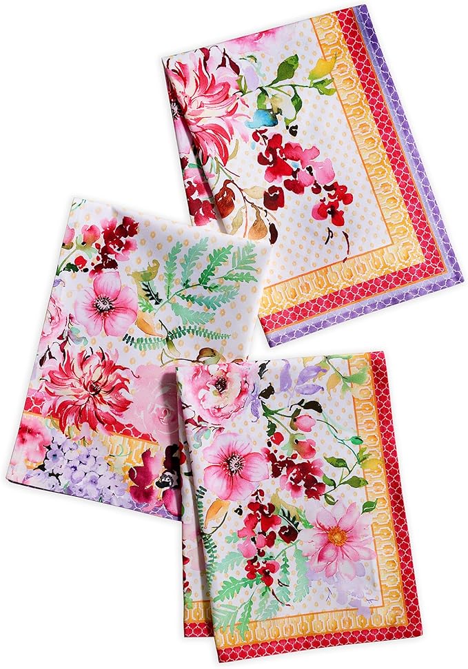 Maison d' Hermine Kitchen Towel 100% Combed Cotton Premium Set of 3 Kitchentowels Tea Towels (20"x27.50") for Table Cleaning, Dining, Buffet Parties & Wedding Use - Summer Joy