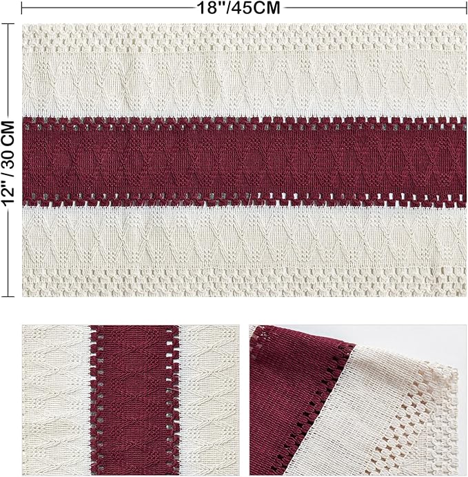 Artoid Mode Red Farmhouse Rustic Placemats Set of 4,12x18 Inch Seasonal Holiday Hollow Table Mats Party Kitchen Dining Decoration