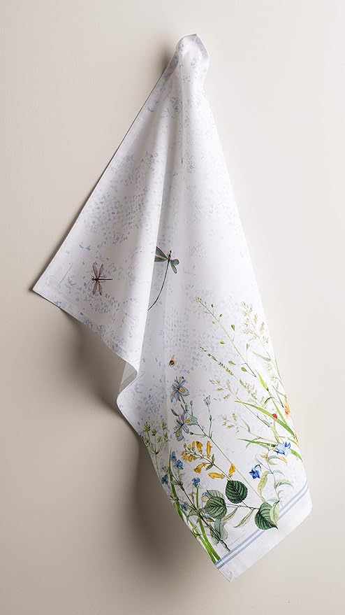 Maison d' Hermine Kitchen Towels Set of 3 100% Cotton 27.50" x 20" Reusable Cloth Tea Dish Towels Absorbent with Hanging Loop for Kitchen Gifts for Mothers Day Spring/Summer (Fleurs De Mai)