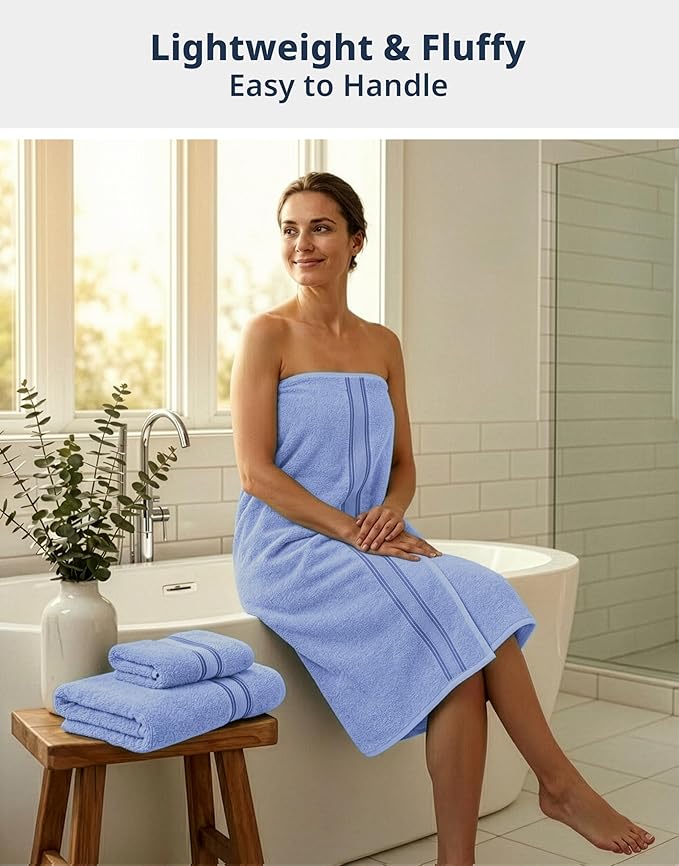 LANE LINEN Luxury Bath Towels Set - 6 Piece Set, 100% Cotton Bathroom Towel, Zero Twist, Quick Dry Shower Towels, Soft Absorbent Bath Towel, 2 Bath Towels, 2 Hand Towels, 2 Wash Cloths - Allure