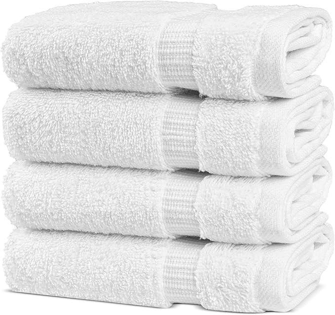 Chakir Turkish Linens | Hotel & Spa Quality 100% Cotton Premium Turkish Towels | Soft & Absorbent (4-Piece Washcloths, White)