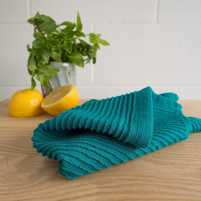 Now Designs Ripple Kitchen Dishcloth, Set of 4, Peacock Green