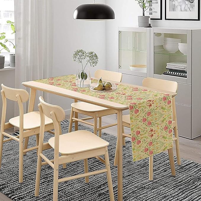 William Morris Table Runner Boho Vintage Flower Art Printed Dinner Runner for Home Kitchen Dining Table Living Room Decor Fabric 1 Panel W13xL60in