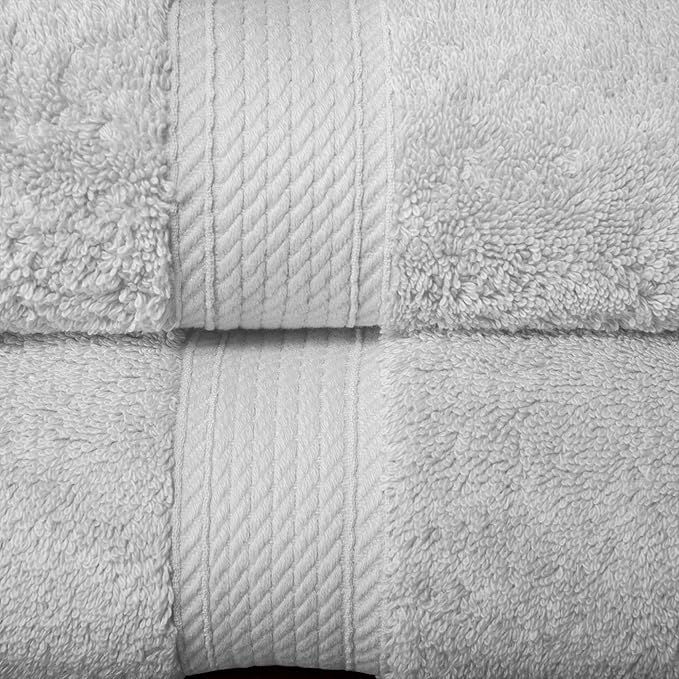 Superior Egyptian Cotton Pile 10 Piece Towel Set, Includes 2 Bath, 4 Hand, 4 Face Towels/ Washcloths, Ultra Soft Luxury Towels, Thick Plush Essentials, Guest Bath, Spa, Hotel Bathroom, Silver