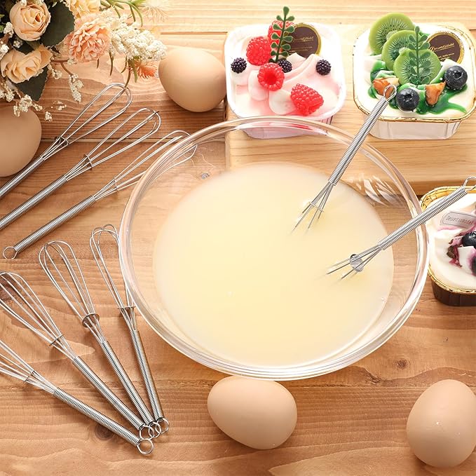 Baderke 30 Pcs Mini Whisk Bulk Small Whisks for Cooking 304 Stainless Steel Tiny Whisk for Baking, Whipping, Beating Eggs, Mixing Sauces, Blending Ingredients (8 Inch)