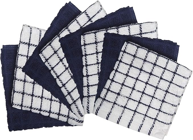 Bumble Dish Cloths (8 Pack) | 12" x 12" | 100% Cotton Kitchen Towels | 405 GSM | Soft, Highly Absorbent & Durable Dish Towels for Kitchen | Navy