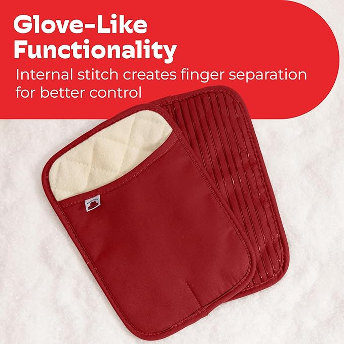 Big Red House - Silicone Pot Holders - Set of 2 Red - 10x3 - Heat Resistant to 536 F / 280 C Kitchen Protectors Hot Pans Baking Professional Grade Cooking Mitts
