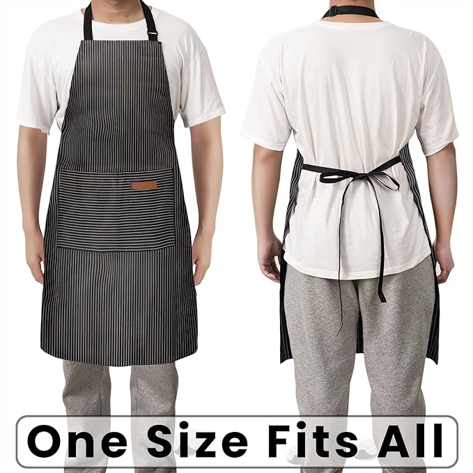 BeLuyi Adjustable Bib Apron with 2 Pockets Chef Cooking Kitchen Restaurant Aprons for Women Men