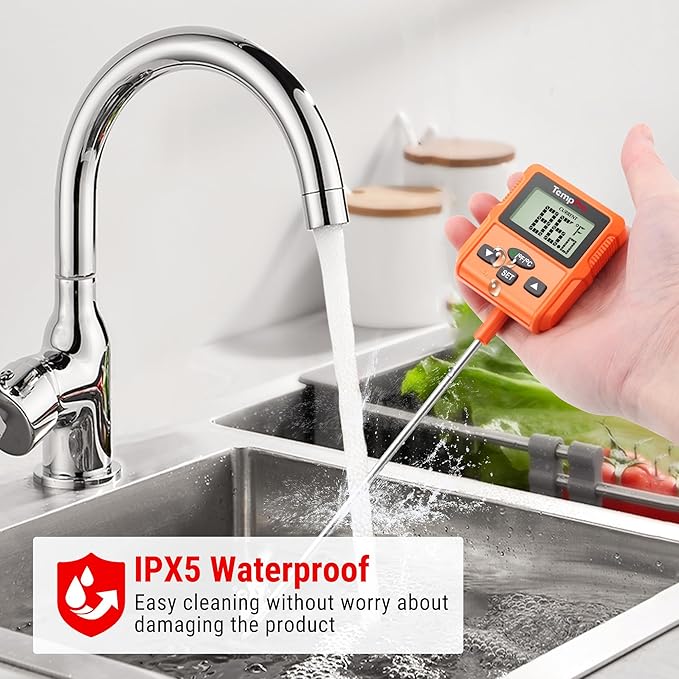 TempPro TP511 Digital Candy Thermometer with Pot Clip, Programmable Instant Read Food Meat Thermometer with 10'' Long Probe for Baking Grilling Candle Oil Deep Fry Thermometer(Previously ThermoPro)