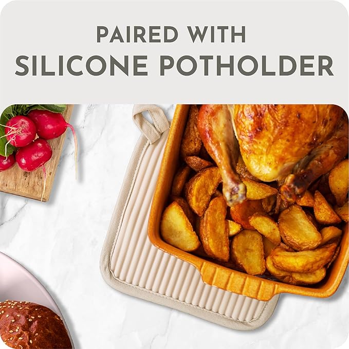 Extra Long Silicone Oven Mitts and Pot Holders Sets | Heat Resistant 500°F BPA-Free Food Grade Silicone Hot Pads & Kitchen Mittens | 4-Piece Set of Oven Gloves & Potholders for Kitchens.