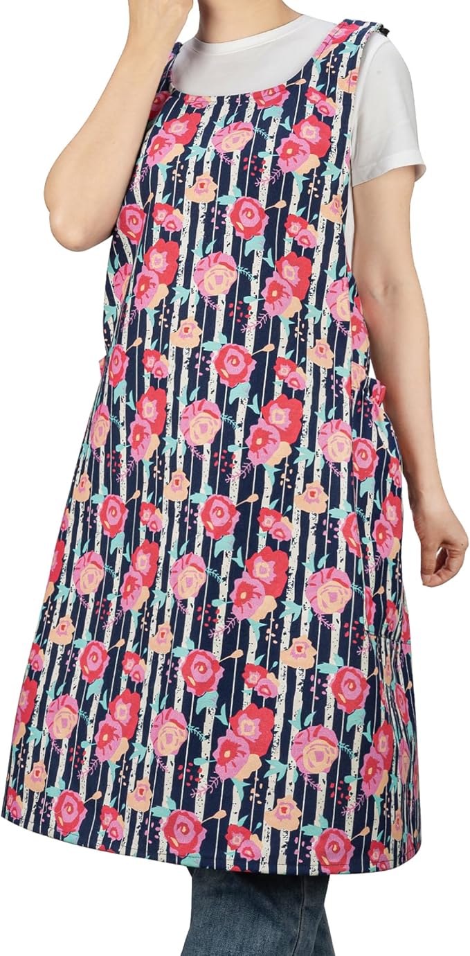 NEOVIVA Kitchen Aprons for Women with Pockets,Cooking Aprons for Women,Vintage Apron for Baking Gardening,Gifts for Mothers