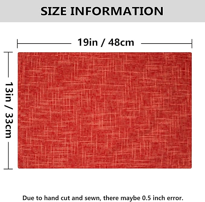 Kevin Textile Fall Table Mats Set of 4 Heat Resistant Washable Placemats for Seasonal Autumn Parties Buffet Dinner, 13 x 19 inches, Burnt Brick