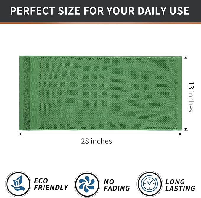 Homaxy 100% Cotton Waffle Weave Kitchen Towels, 13 x 28 Inches Super Absorbent and Machine Washable Dish Towels for Drying Dishes, 8-Packs, Grass Green