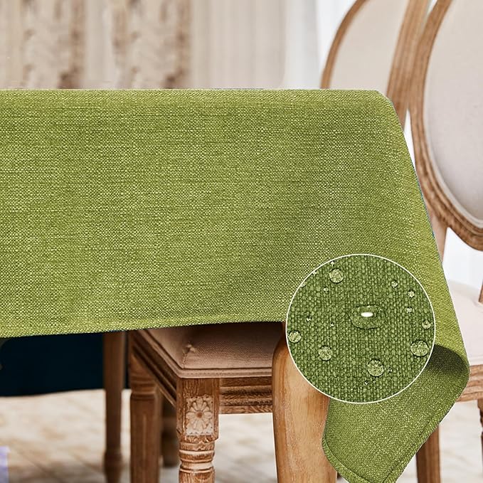 BALCONY & FALCON Rectangle Tablecloth Washable Wrinkle Resistant and Water Proof Table Cloth Decorative Linen Fabric Tablecloths for Dining Parties Kitchen Wedding and Outdoor (Avocado Green, 57x118)