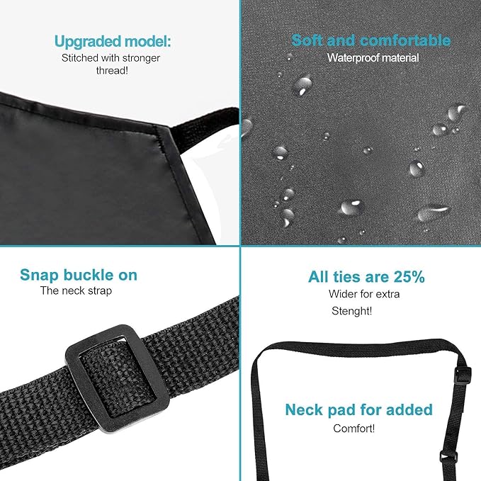 Gotega Waterproof Rubber Vinyl Apron Adjustable Dishwasher Apron - Apron for Women Men Heavy Duty Work Apron