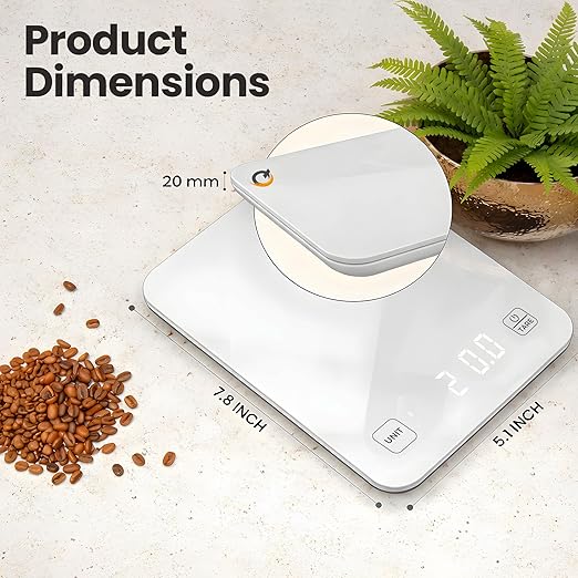 Smart Food Scale with Nutritional Calculator - Waterproof LED Display Digital Kitchen Scale for Weight Loss - Food Scale with App for Keto Macro Diet, Calorie Counting - 22lb/10kg (White Glass)
