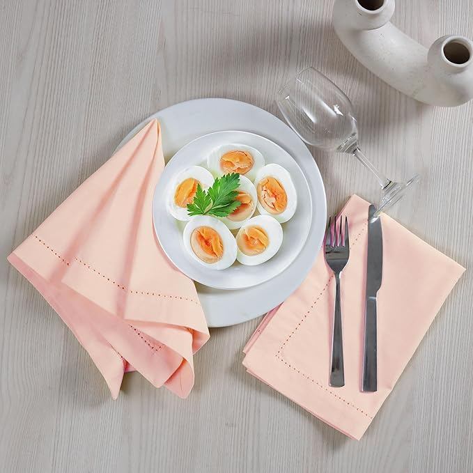 Cotton Cloth Napkins Set of 12, 18x18 Cotton Napkin Cloth Washable, Soft, Reusable Napkins for Wedding, Parties, Christmas, Thanksgiving, Everyday Use (Peach) - ALPHA Living HOME